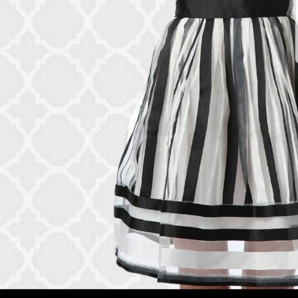 Ryu Elegant Black & Ivory Striped Skirt - Picture 5 of 7